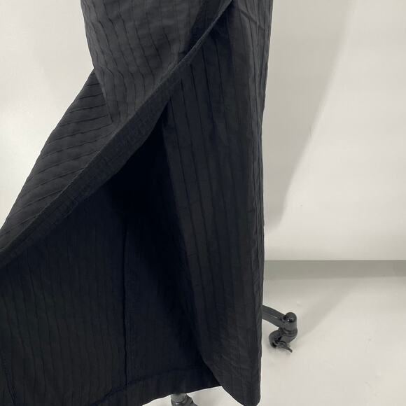 Maya Negri Wide Leg Cropped Pants Textured Pinstripe Side Split Pockets Black 0 - Picture 7 of 12